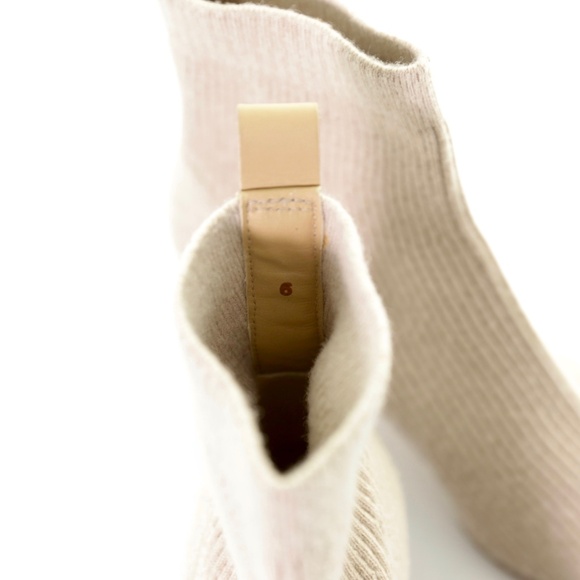 Everlane The Glove Wool Rib Knit Pull On Oatmeal Ankle Block Heel Boot 6M - Picture 8 of 9